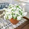 Artificial Dahlia Flowers Fake Flower Plants for Outdoors Spring Decoration, 6 Bundles Faux Dahlia White Silk Flowers for Outside Realistic UV Resistant for Planter Front Door Porch Patio Balcony Yard